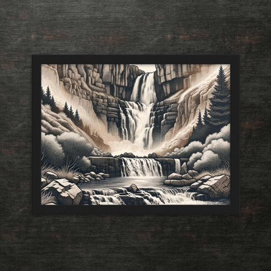 Flüstern des unberührten Wasserfalls – gerahmtes Poster