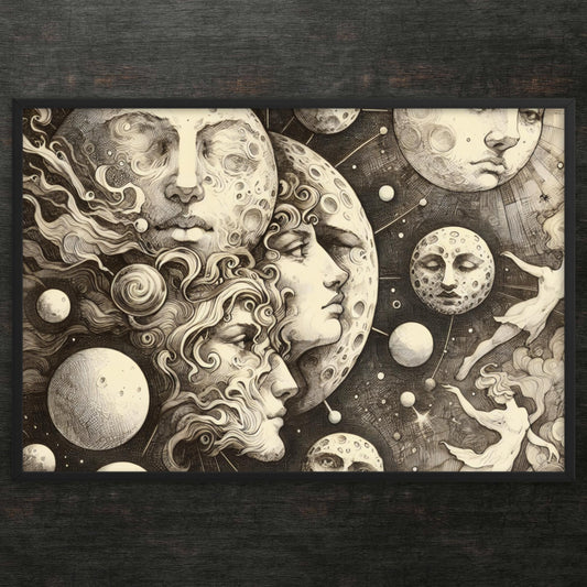 Flüsternder Himmel im Mondgespräch – gerahmtes Poster