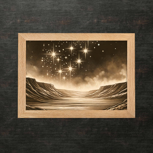 Sterne funkeln über Wüstenlandschaft – gerahmtes Poster