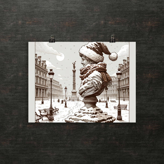 Schneebedeckte Stille im Pariser Winter - Poster