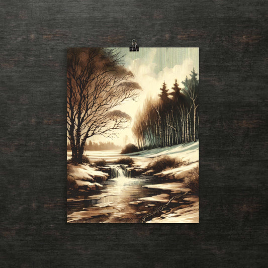 Flüsternder Winter am Snowy Creek – Poster