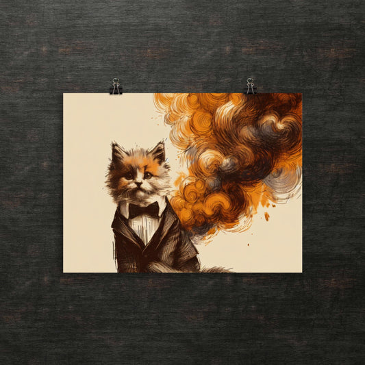 Elegante Katze mit buntem Wirbel - Poster
