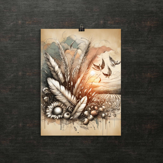 Flüstern der Federn bei Sonnenuntergang - Poster
