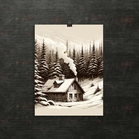 Winterstille in der Berghütte - Poster