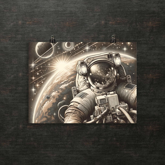 Der einsame Blick des Astronauten in den Kosmos – Poster