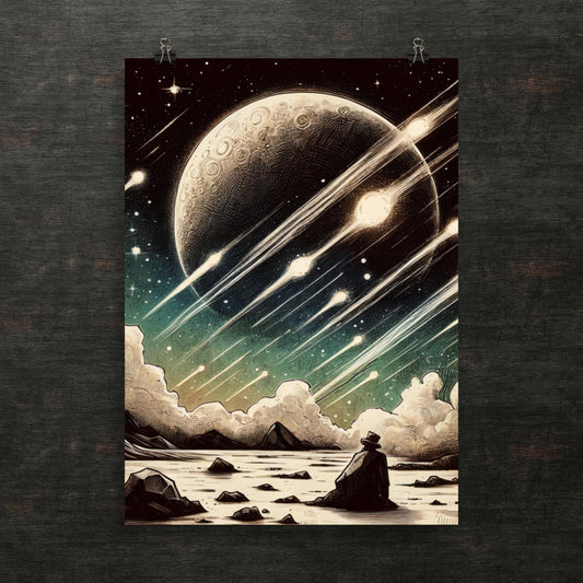 Stargazer's Dream Inmitten Shooting Stars - Poster