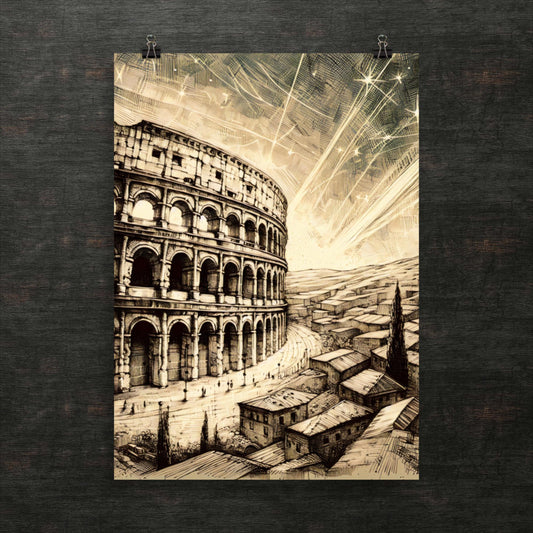 Sternennacht über dem antiken Kolosseum - Poster