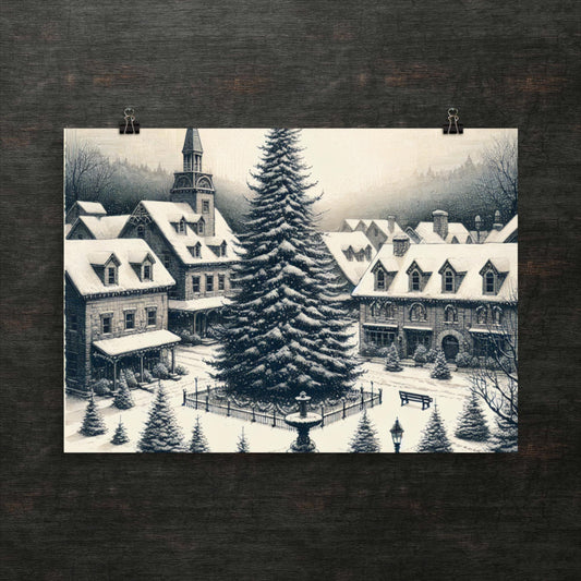 Stilles Dorf in der Umarmung des Winters - Poster