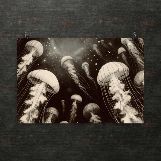 [REVIEW] Stellar Jellyfish Waltz Through Night Seas – Poster