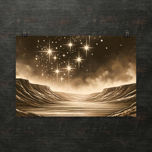 Sterne funkeln über Wüstenlandschaft - Poster
