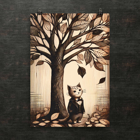 Flüstern des Herbstes mit eleganter Katze - Poster