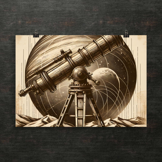 Vintage-Teleskop, himmlische Entdeckung - Poster