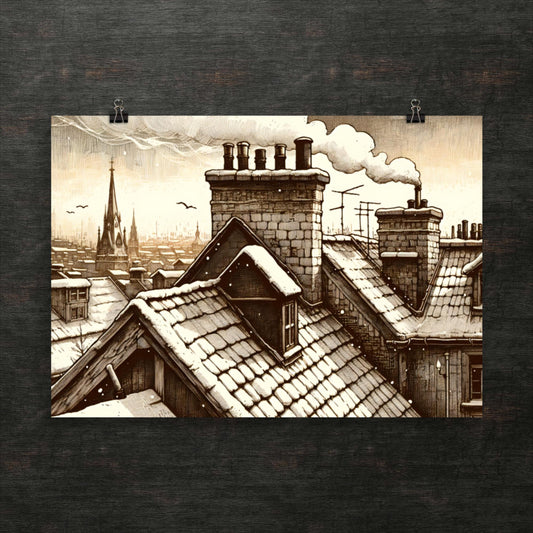 Flüstern zwischen den Dächern der Stadt, zeitloser Charme – Poster