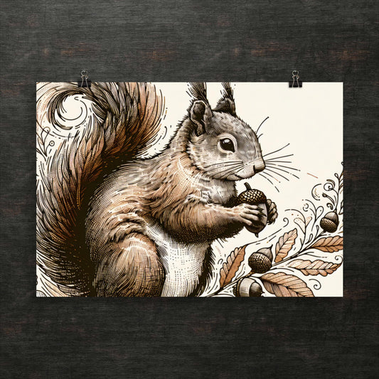 Rückzugsort im Herbsteichhörnchen im Zauberwald – Poster