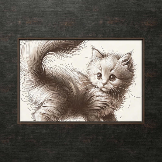 Whisker Wishes: Fluffy Feline Fantasy – Gerahmte Leinwand