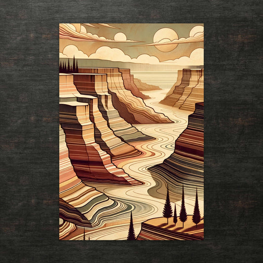 Geometrische Klippen bei Sonnenuntergang - Postkarte