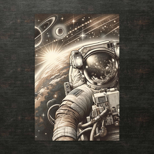Der einsame Blick des Astronauten in den Kosmos - Postkarte
